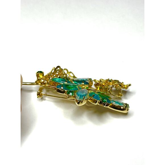 Vintage Brooch Blue Green Rhinestone Vtg Costume Jewelry Pin Lot JU10 - Picture 3 of 6